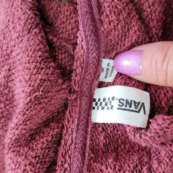 Vans Pullover Hoodie Burgundy Knit Size Medium Purple - Picture 2 of 5
